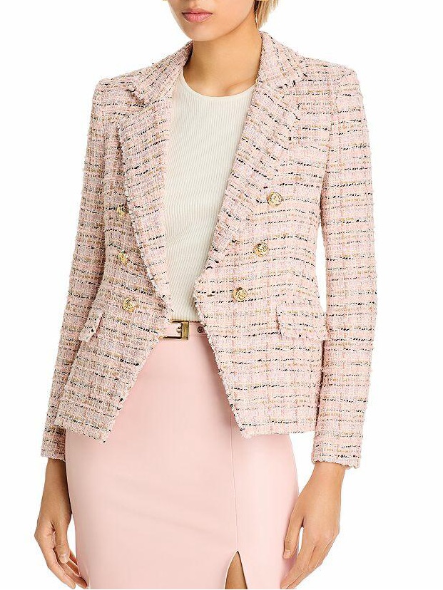 Nwt Generation Love Arielle Tweed Blazer Jacket Pink Sz M